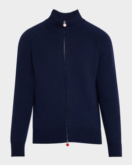 Kiton Men's Cashmere Cable Knit Full-Zip Sweater | Neiman Marcus