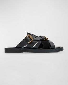 McQueen Men's Stone Leather Platform Clogs | Neiman Marcus