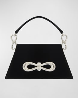 MACH & MACH Samantha Embellished Bow Satin Top-Handle Bag