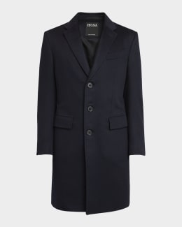 Corneliani ID Wool Topcoat Zip Out Bib Size 56R Navy Blue
