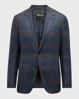ZEGNA Men's Plaid Cashmere-Silk Sport Coat | Neiman Marcus