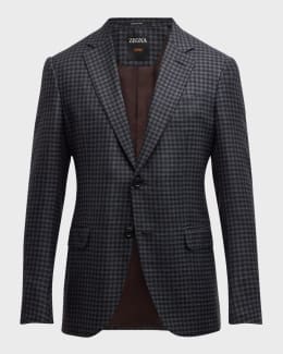 【PORTERNA】Atten check blazer Hackett Unstructured Windowpane Check Linen Blazer, $840