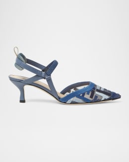 Fendi Colibri Runway Mesh FF Slingback Pumps | Neiman Marcus