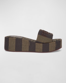 Fendi FF Monogram Platform Slide Sandals | Neiman Marcus