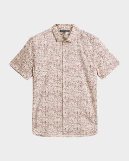 John Varvatos Men's McGiles Shirt - Textured Soft Touch Casual Button-Down Shirt