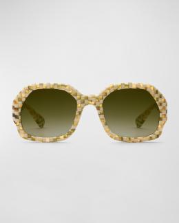 NWT KREWE Margaret Checkered Acetate Oval Sunglasses in Fernet Comes w/ dustbag Krewe / MARGARET / FERNET - Shop Glasses Online - Eye Pieces  main image 4
