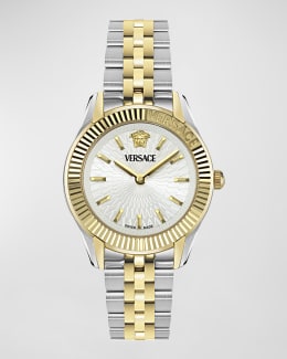 Versace Greca Time Quartz Green Dial Two Tone Steel Strap Watch For Men - VE3K00422