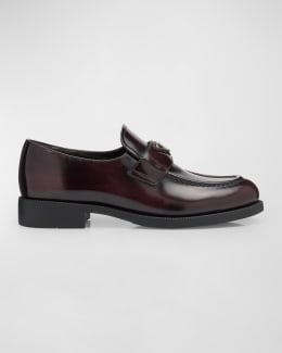 Prada Calfskin Logo Slip-On Loafers | Neiman Marcus