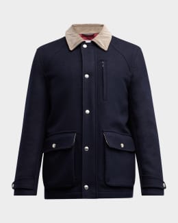 Brunello Cucinelli Men's Gabardine Button-Front Bomber