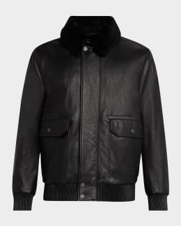 Brioni Men's Classic Leather Bomber Jacket | Neiman Marcus