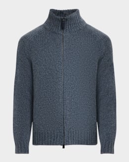 Loro Piana Men's Baby Cashmere Full-Zip Sweater | Neiman Marcus