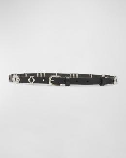 Isabel Marant Giavi Slim Studded Leather Belt | Neiman Marcus display picture 1
