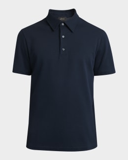 Brioni Men's Basketweave Stitch Polo Sweater | Neiman Marcus