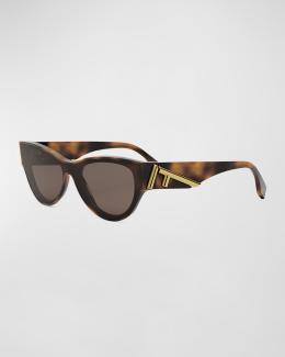 Fendi FF Diamond Logo Acetate Cat-Eye Sunglasses | Neiman Marcus