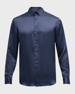 コート Giorgio Armani Jacquard Hemp Linen And Silk Caban Giorgio Armani Men's Silk Chevron Dress Shirt | Neiman Marcus