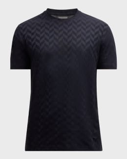 Emporio Armani Men's Textured Short-Sleeve Zip Polo Sweater