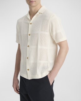 Theory Men's Irving Short Sleeve Shirt in Structure Knit | Neiman