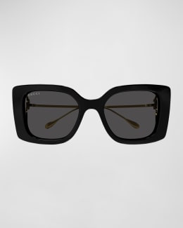 Gucci Raised Interlocking GG Acetate Butterfly Sunglasses | Neiman