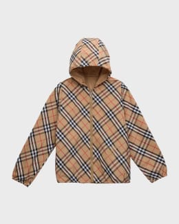 Burberry Kid's Check-Print Reversible Jacket, Size 3-14