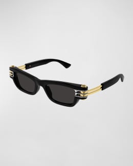Bottega Veneta Bolt Hinge Plastic Rectangle Sunglasses