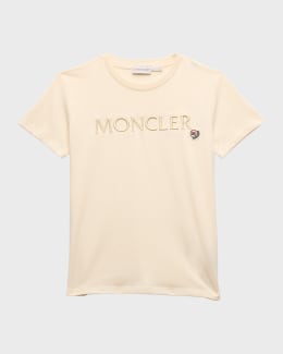 MONCLER ホワイトドット柄 Tシャツ ギフトボックス付きレディースSサイズ Moncler Girl's Tonal Embroidered Logo Short-Sleeve T-Shirt, Size 8