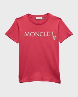 Moncler Girl's Embroidered Logo-Print T-Shirt, Size 4-6 | Neiman