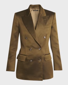 Tom Ford Women Silk And Wool Twill Double Breasted Jacket