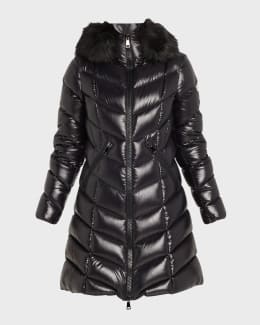 Moncler Flammette High-Neck Puffer Coat | Neiman Marcus