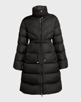 Moncler belted puffer coat cheap