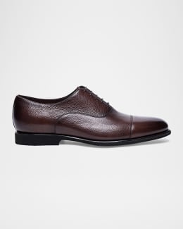 Santoni Men's Carter Cap-Toe Leather Oxfords - Orange - Size 9.5