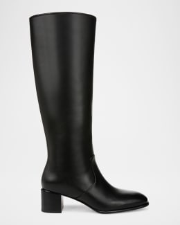 Tory Burch Twisted Block Heel Leather Knee Boots Neiman Marcus