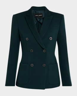 ALAIA Double-Breasted Tailored Cropped Coat | Neiman Marcus