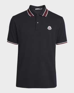 トップス MONCLER SCOM2017 210 L/S PIQUE SHIRT Dark Blue Logo Cotton Piquet Polo Shirt - Polos & T-shirts for Men