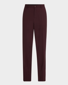 Emporio Armani Basic Flat-Front Wool Trousers | Neiman Marcus