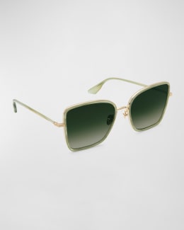 サングラス by FAR Sunglasses Texas Matt - By Far - l - Silver tone BY FAR Texas Matt Oval Metal & Acetate Sunglasses | Neiman