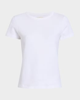 Akris punto Cotton 1/2-Sleeve Square-Neck Tee | Neiman Marcus
