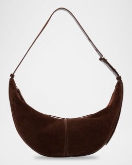 Slide Zip Suede Shoulder Bag | Neiman Marcus