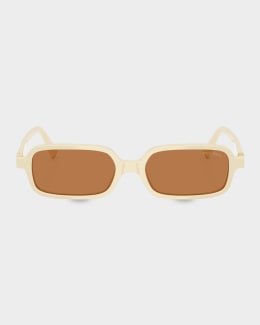 Miu Miu Logo Acetate Rectangle Sunglasses | Neiman Marcus