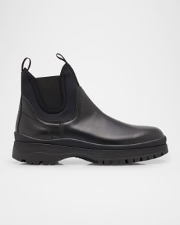 Prada Men's Folder Leather Chelsea Boots | Neiman Marcus