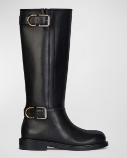 Fendi Leather Combat Boot with FF Cuff Neiman Marcus