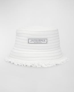 Jacquemus La Chapeau Vela Striped Raffia Bucket Hat | Neiman
