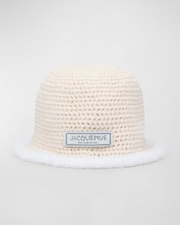 Jacquemus La Chapeau Vela ラフィアバケットハット Jacquemus La Chapeau Vela Striped Raffia Bucket Hat | Neiman