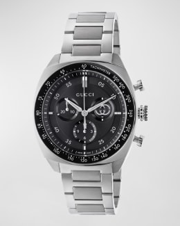 Gucci Men's G-Flat Burgundy-Dial Stainless Steel Bracelet Watch
