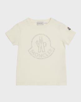 Moncler Girl's Tonal Embroidered Logo Short-Sleeve T-Shirt, Size 8