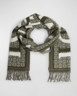 Loewe Anagram Mohair Fringe Scarf | Neiman Marcus