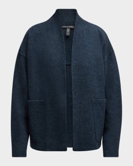Eileen Fisher Zip Front Boiled Wool Jacket Neiman Marcus