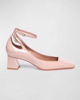 サンダル・ミュール SANTONI Powder pink leather Audrey pumps Santoni Audrey Patent Kitten Slingback Pumps | Neiman Marcus