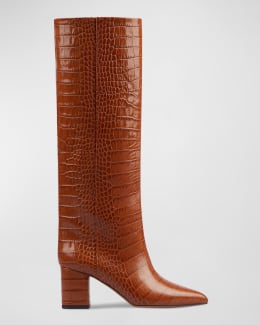 Paris Texas Anja Knee-High Croc-Embossed Leather Boots