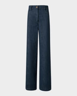 ALAIA Rounded Leg Denim Pants | Neiman Marcus
