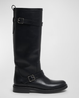 Fendi Leather Combat Boot with FF Cuff Neiman Marcus